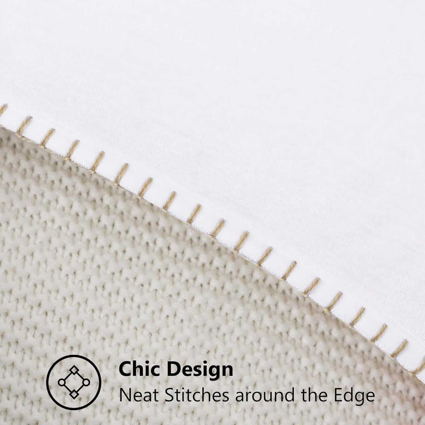 decorUhome Chenille Soft Throw Pillow Covers 22x22 Set of 2, Farmhouse Velvet Neutral Decorative Euro Pillow Covers with Stitched Edge for Couch Sofa Bed Home Decor, White