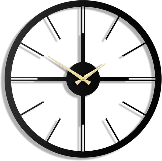 pluviart Rain Minimalist Metal Wall Clock, Modern Black Metal Wall Clock, Silent Non-Ticking Decorative Clock for Living Room, Kitchen, Office, Industrial-Style Wall Decor, Easy to Hang (26,8")