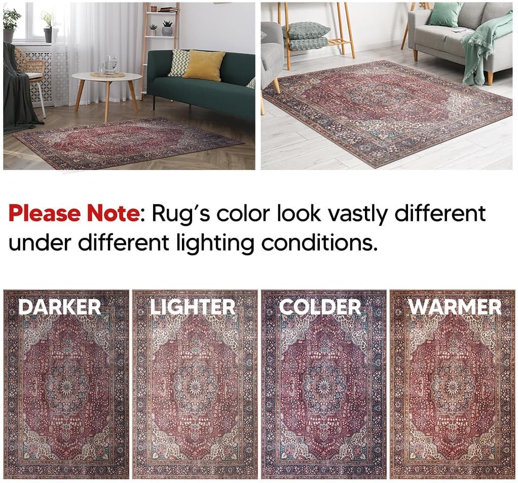 Keen Home Design 2x7 Rug - Machine Washable Runner Rug with Non-Slip Backing, Ideal for Hallway, Entryway, Kitchen, Laundry Room - Vintage, Easy Clean, Durable, Low Pile Rug - (2'6" x 7')