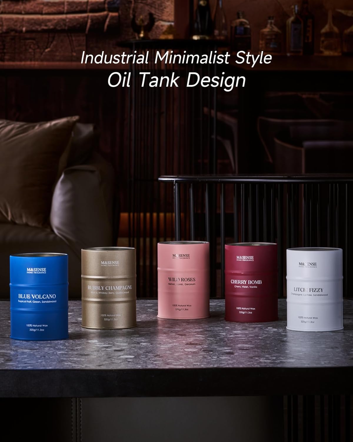 M&SENSE Oud Wood Scented Candles Natural Soy Wax, 11.3oz Long Lasting Up to 70 Hours Burning Time, Unique Candle Gifts for Men Women