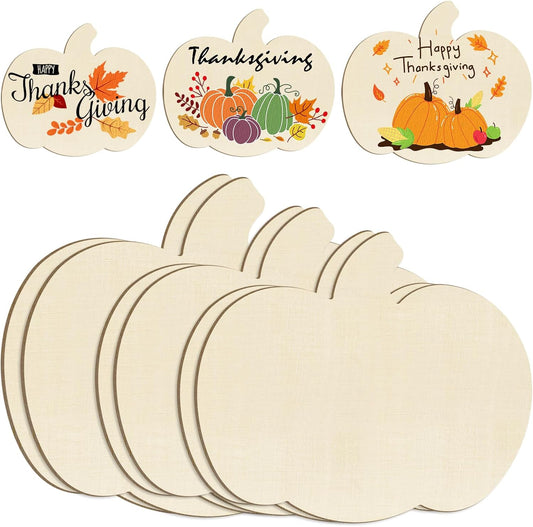 Wooden Pumpkins Ornaments to Paint Halloween Thanksgiving Decoration Cutouts Unfinished 6Pack, DIY Blank Unfinished Pumpkin Ornament for Home Harvest Crafts Autumn Decoration