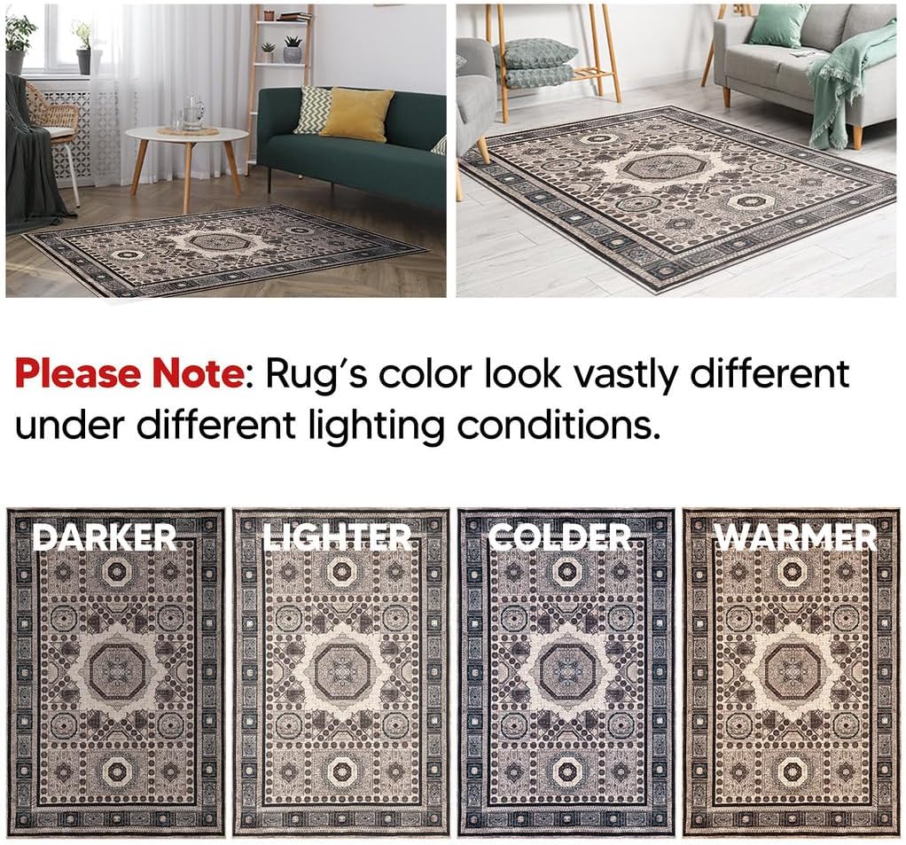 Keen Home Design 2x7 Rug - Machine Washable Runner Rug with Non-Slip Backing, Ideal for Hallway, Entryway, Kitchen, Laundry Room - Vintage, Easy Clean, Durable, Low Pile Rug - (2'6" x 7')