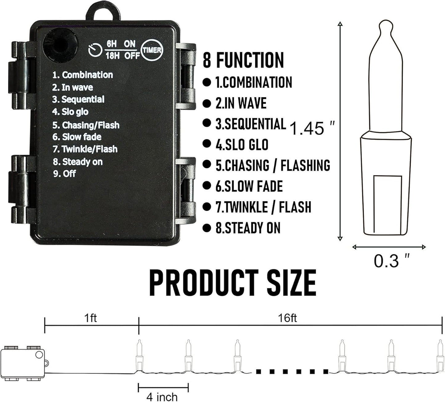 Dazzle Bright Purple and Orange Halloween Lights Battery Operated, 2 Pack Total 100LED 32FT Waterproof Mini String Lights with 8 Modes, Halloween Decorations for Outdoor Indoor Garden Yard Party