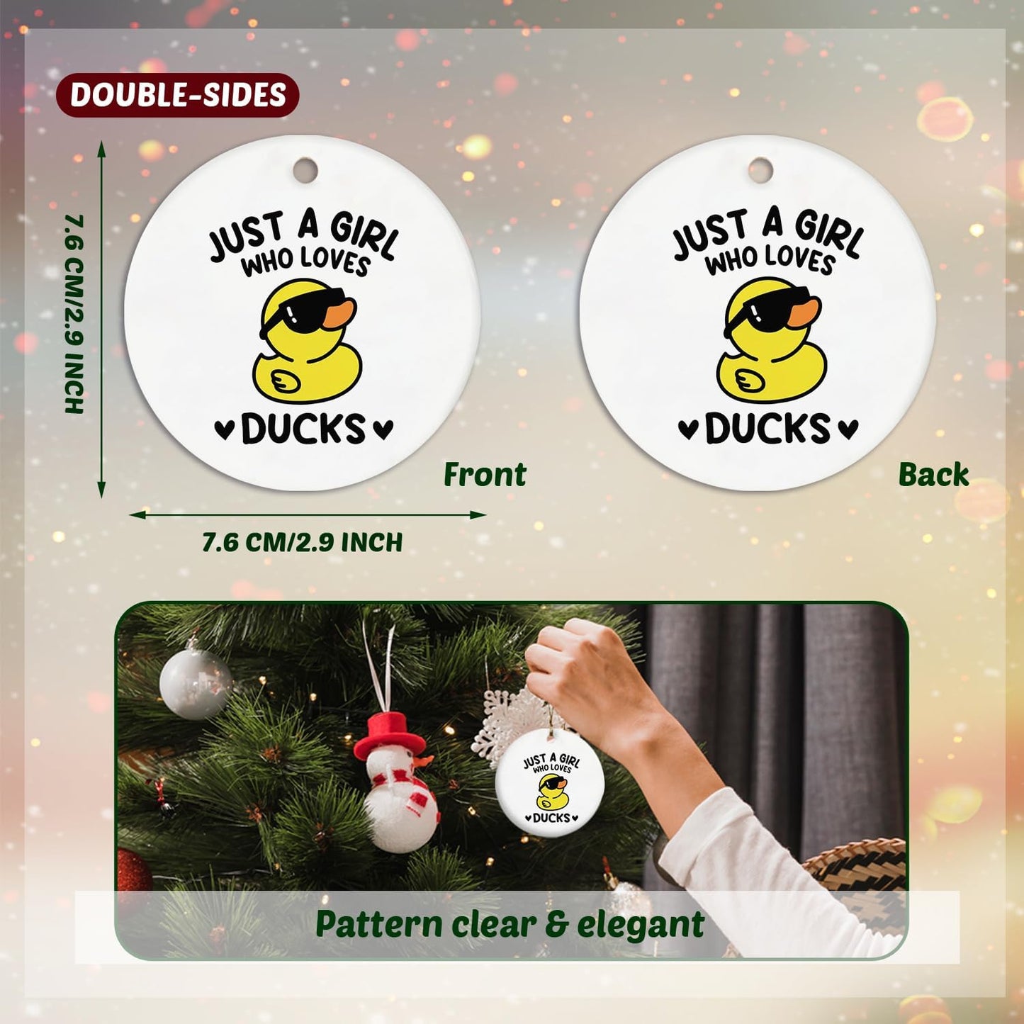 Just a Girl Who Loves Ducks Ceramic Ornament for Christmas Tree - Duck Decorative Hanging Ornament Gift