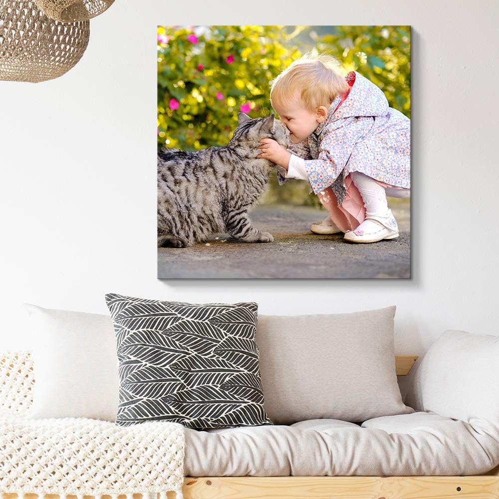 NWT Custom Canvas Prints with Your Photos for Pet/Animal, Personalized Canvas Pictures for Wall to Print Framed 16x16 inches