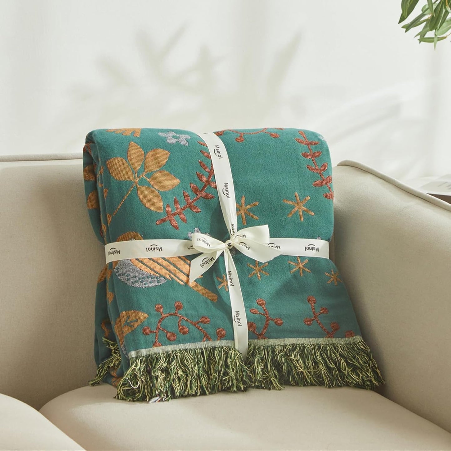 Woven Throw Blanket Cotton Cozy and Soft King Size Blanket Two Side Available Large Bed Blankets All Season Blanket for Couch Bedding (90"x98",01-Cute Bird)