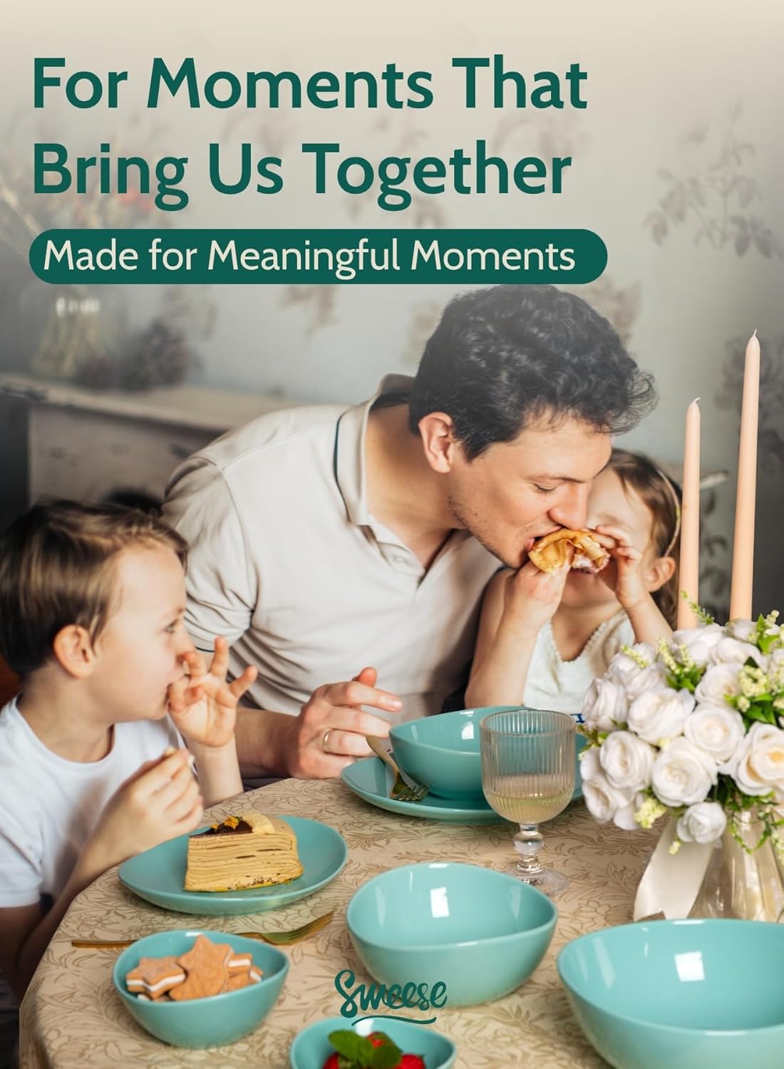 Sweese 18 oz Porcelain Bowls Set - 6 Inch, Set of 6, Multi-Color for Cereal, Soup, Salad - Microwave Dishwasher Safe