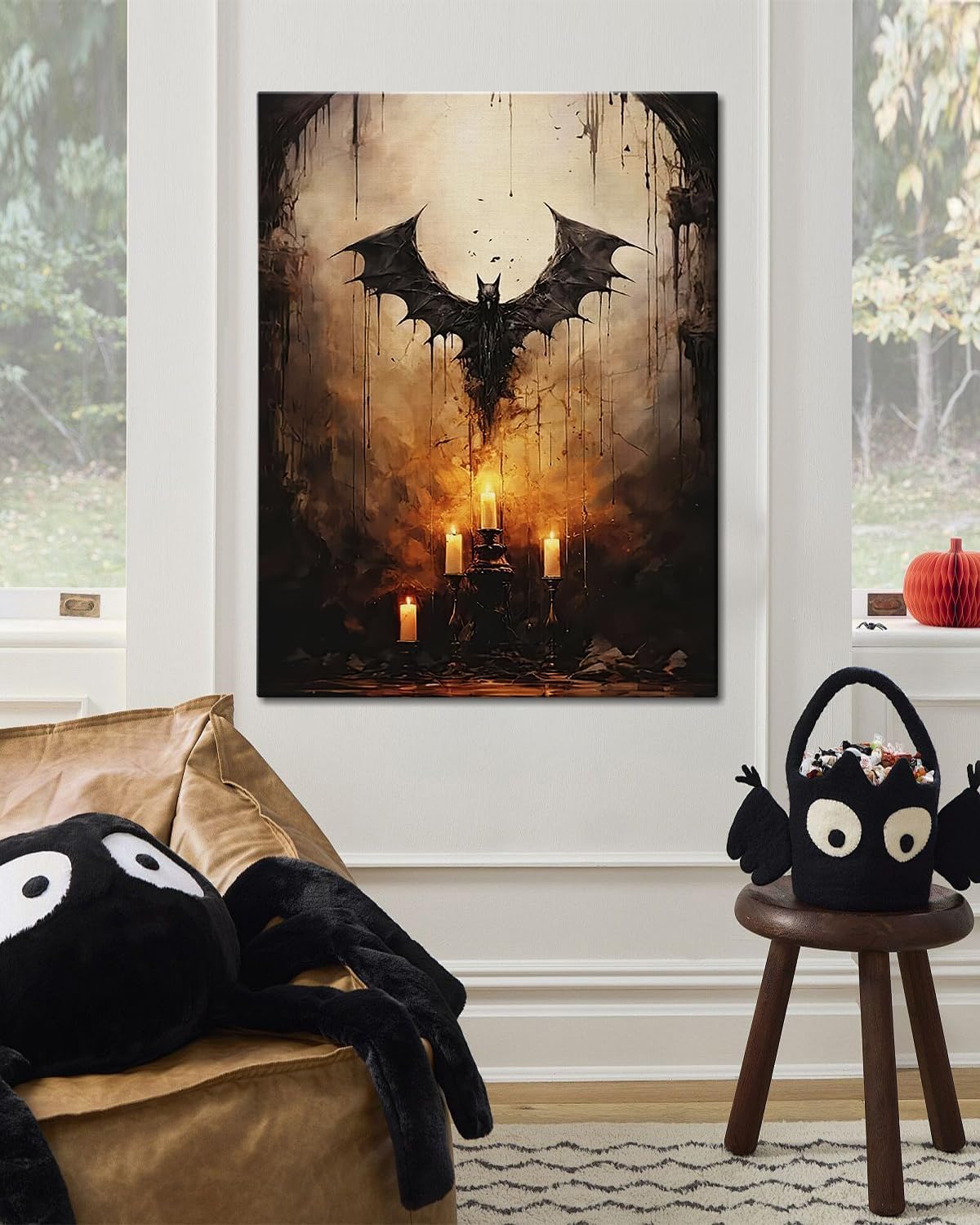 AbcCustomize Halloween Canvas Wall Art - Vintage Moody Bat Poster, Gothic Dark Academia Wall Decor, Spooky Halloween Decor for Farmhouse & Cottage, Fall Decorations Indoor for Living Room & Bedroom