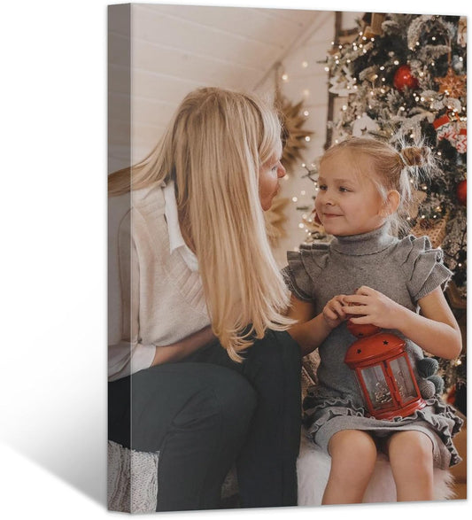 Custom Canvas Prints with Your Photos- Personalized Print Canvas Pictures, Custom Wall Art Gift for Living Room, Bedroom, Wedding Family Baby Pets Framed 24 x 16 inche