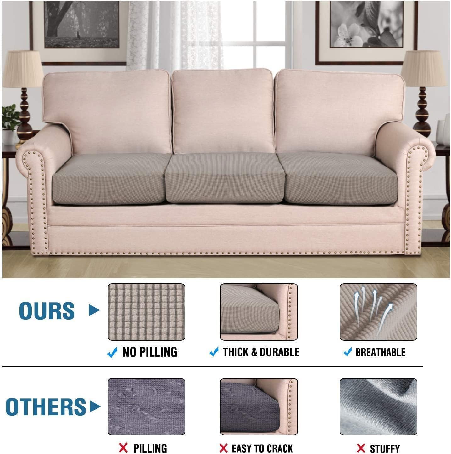 H.VERSAILTEX Super Stretch Stylish Cushions Covers/Furniture Cover Spandex Jacquard Small Checked Pattern Super Soft Slipcover Washable Individual