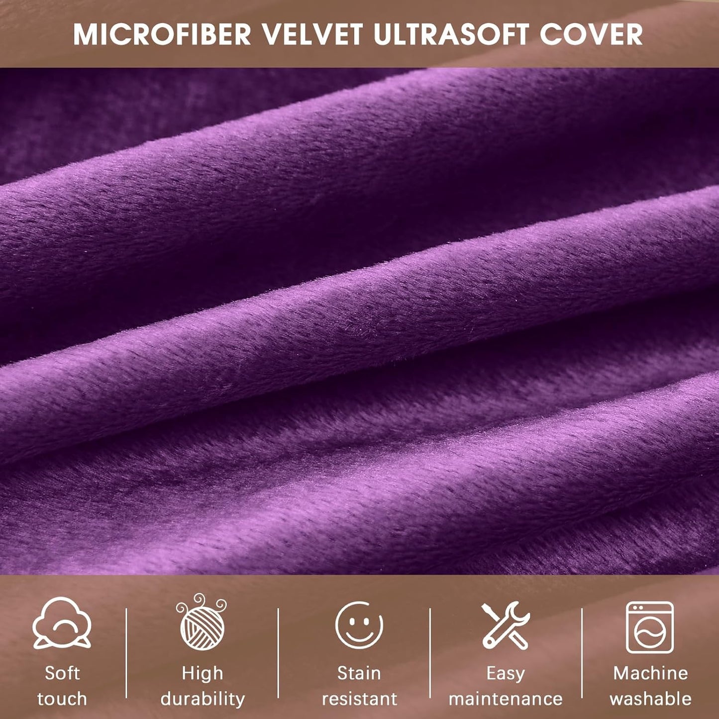 Bean Bag Chairs for Adults - Memory Foam Furniture BeanBag Chair - Kids/Teens Sofa with Soft Micro Fiber Cover - Round Fluffy Couch for Living Room Bedroom College Dorm - 3 ft, Purple