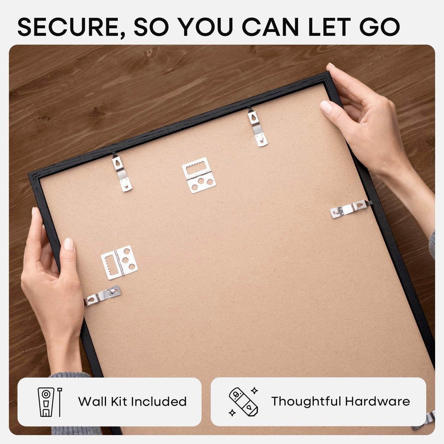 Homeforia Black Wood Frame 20x24, High End Oak 20x24 Wooden Picture Frames with Mat 16x20 Photo, 20 x 24 Poster Frame Matted to 16 by 20 Print, 24x20 Hanging Frames, Tempered Glass, Wall Kit, Set of 1