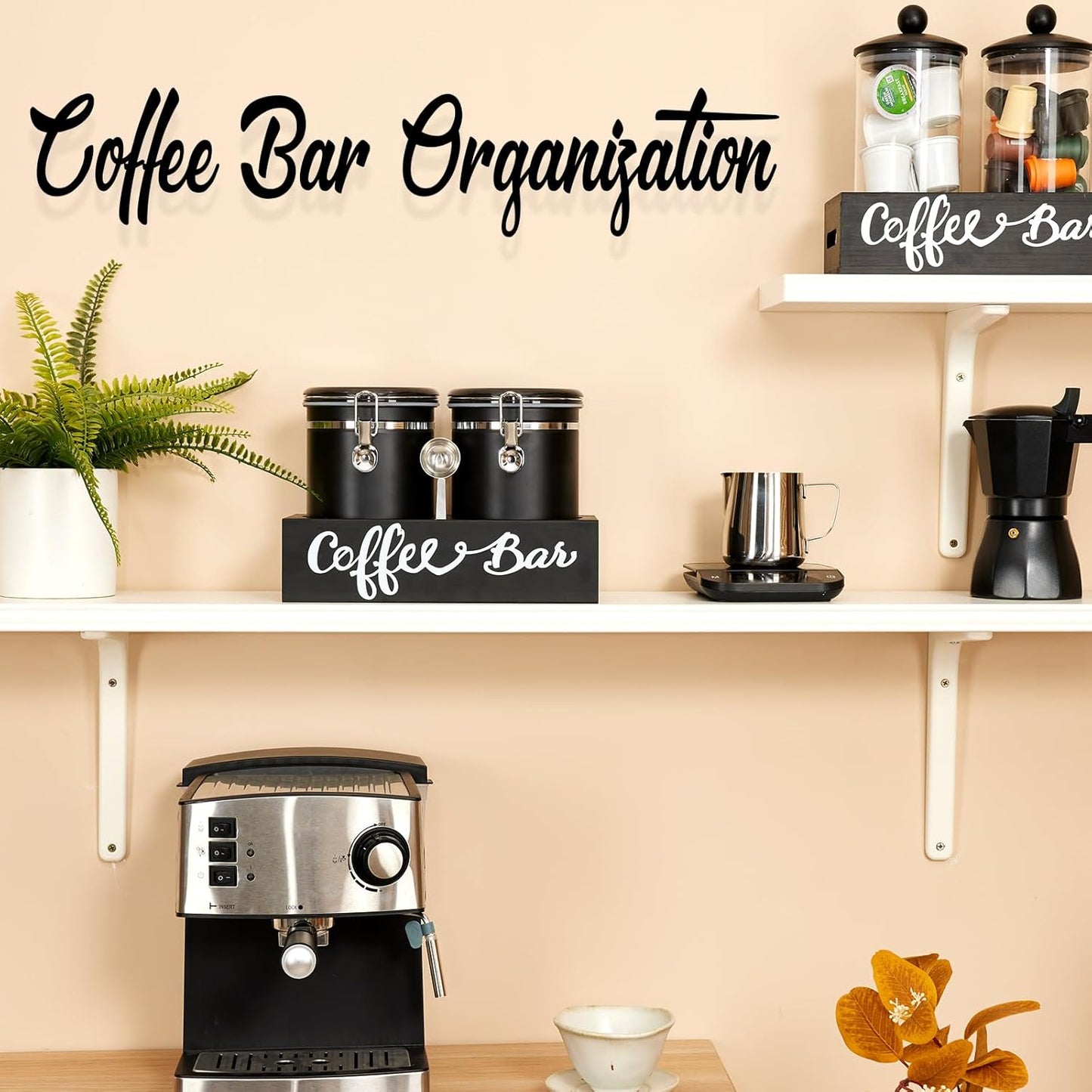 Yangbaga 2 x 63OZ Stainless Steel Coffee Canisters with Handle Shelf, Airtight Locking Clamp & Scoop, Food Storage Jars for Kitchen