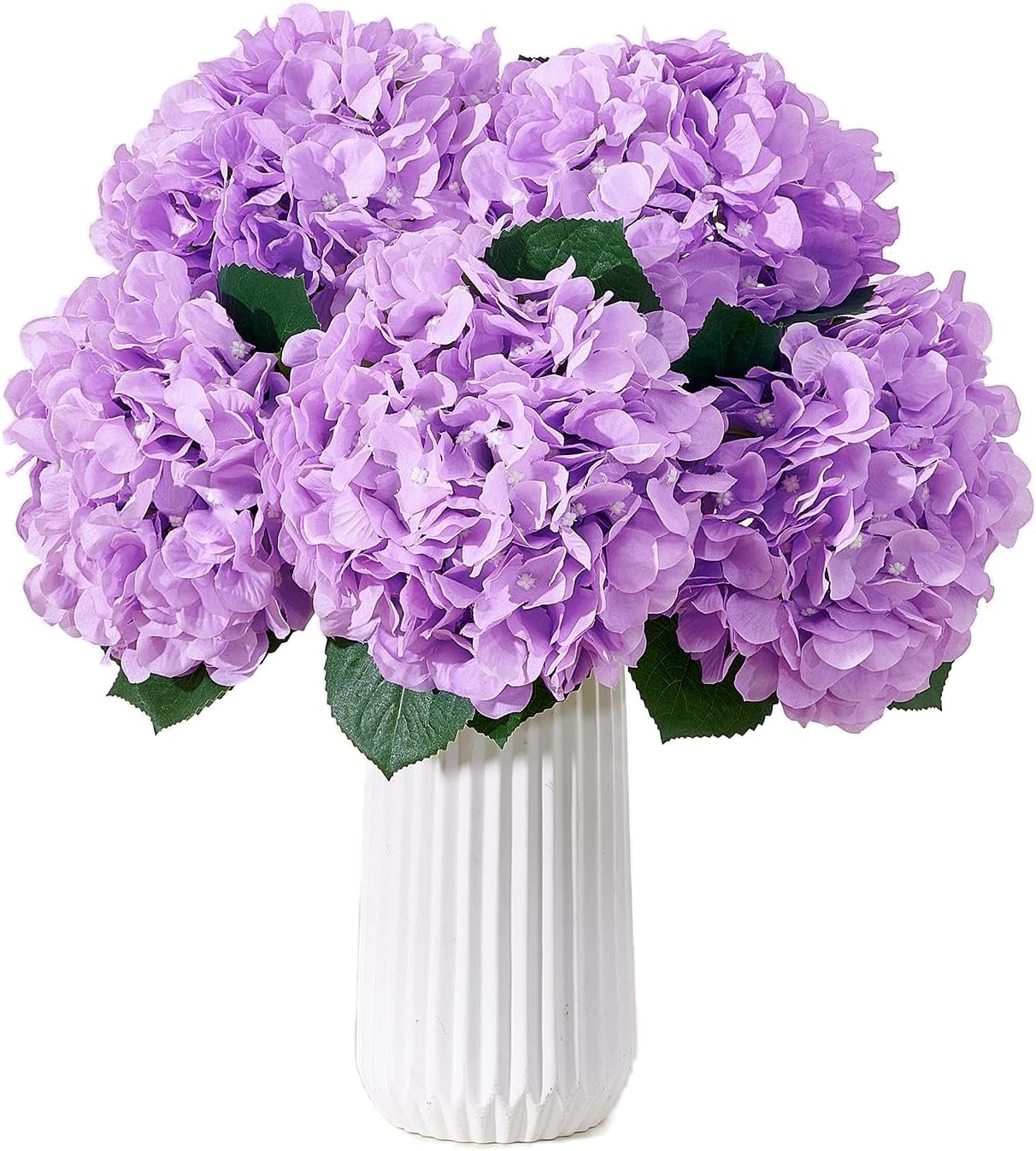 8pcs Lavender Fake Flowers Silk Hydrangea Artificial Flowers Bouquets Faux Hydrangea Stems for Home Table Centerpieces Wedding Party Decoration