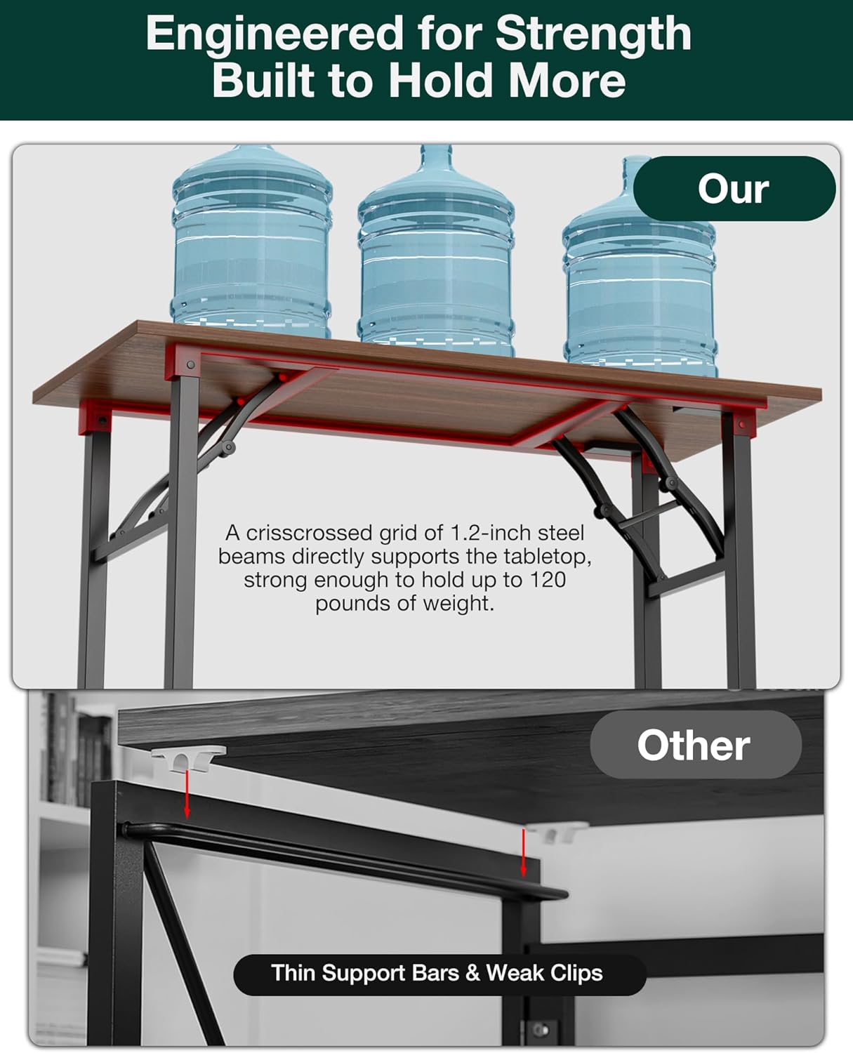 Frylr Small Folding Computer Desk – Portable 35.8 Inch Foldable Laptop Table, Collapsible and Compact for Easy Storage and Fast Setup, Lightweight for Small Spaces, Craft and Study Use, Dark Walnut