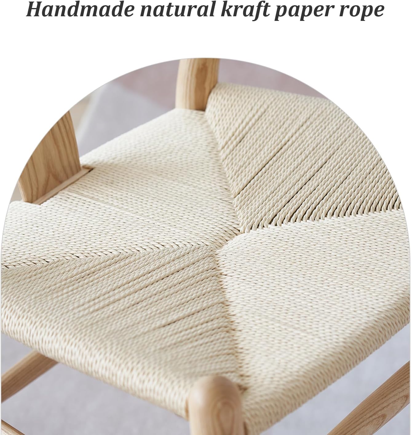 Wishbone Chair Natural Solid Wood Dining Chair/Hans Vegner Y Chair Rattan and Wood Accent Armrest Chairs (Ash Wood + Natural Color)