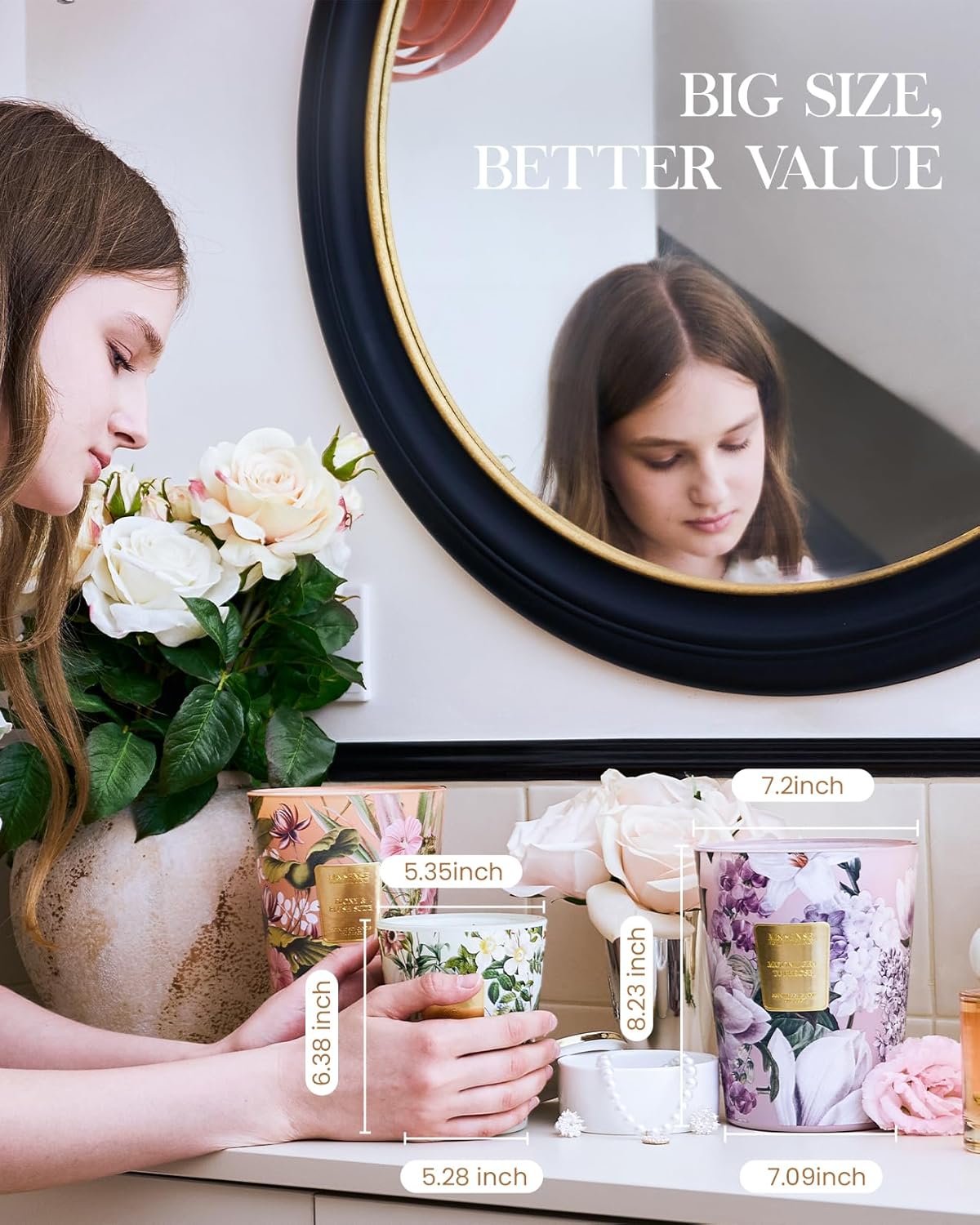 M&SENSE Sunset Mandarin Scented 35oz 150H Burn Time, 3-Wick Natural Aromatherapy Candle Highly Scented Long Lasting, Home Fragrance Housewarming Gifts New Home Gift Ideas