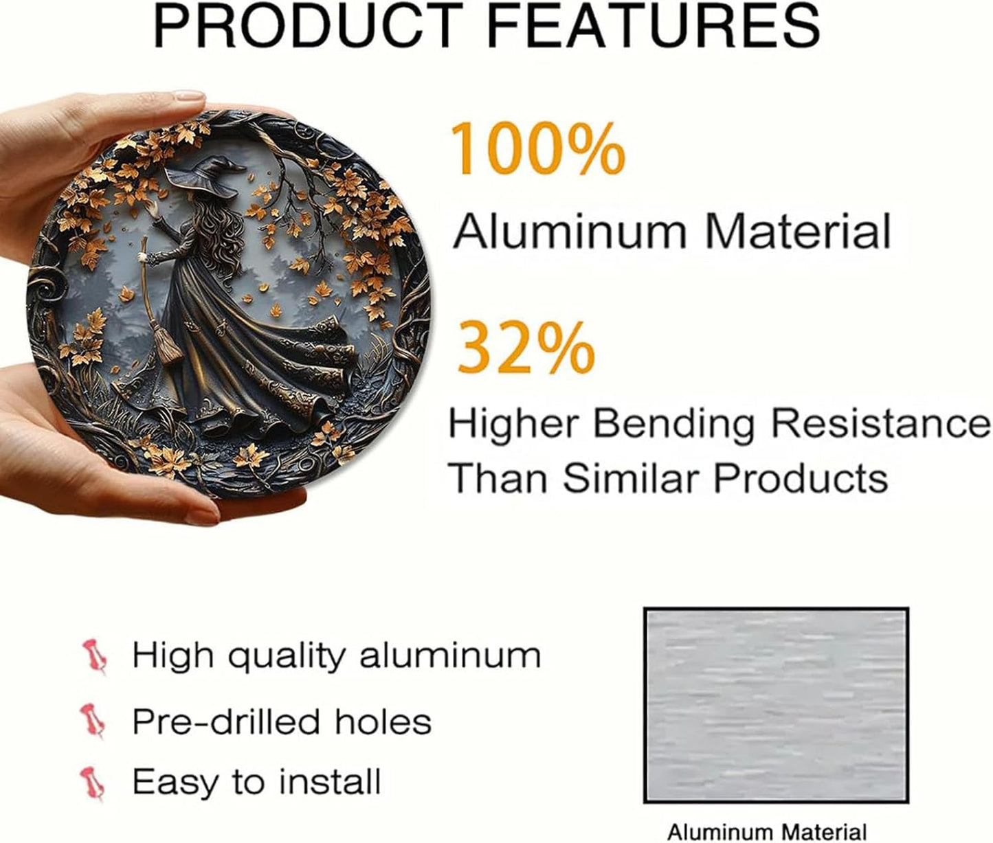 Fanyil/Olygee/Sherum/Shirem/Pubyfun/Glosrity/Libilin/Graddi/Solymody/Gowebs/Goredny/Vianys Witching Hour, Door Way Hanging Decor Halloween, 2D Wooden Round Witches Sign (A, ‎7.87")