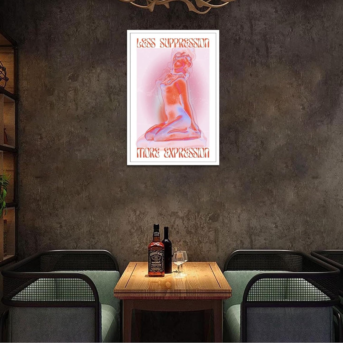 Spiritual Affirmation Art Poster Pink Woman Canvas Wall Art Aesthetic Pictures Sexy Woman Prints Painting Trendy Gradient Aesthetic Wall Decor Living Room Bedroom 24x36in Unframed