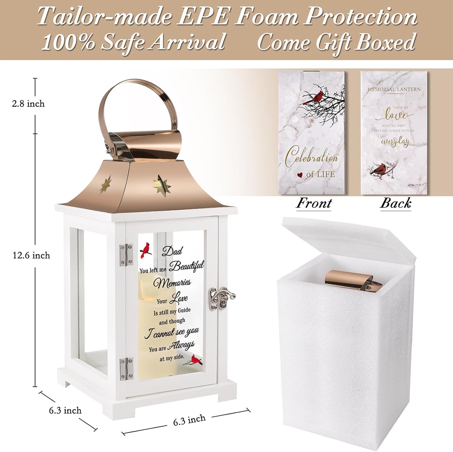 Memorial Lantern, Sympathy Gifts for Loss of Mom/Loved One, Bereavement Gifts, in Memory of Loved One Lantern,Celebration of Life, Memorial Gifts, Funeral Lantern,Dad You Left me Beautiful Memories