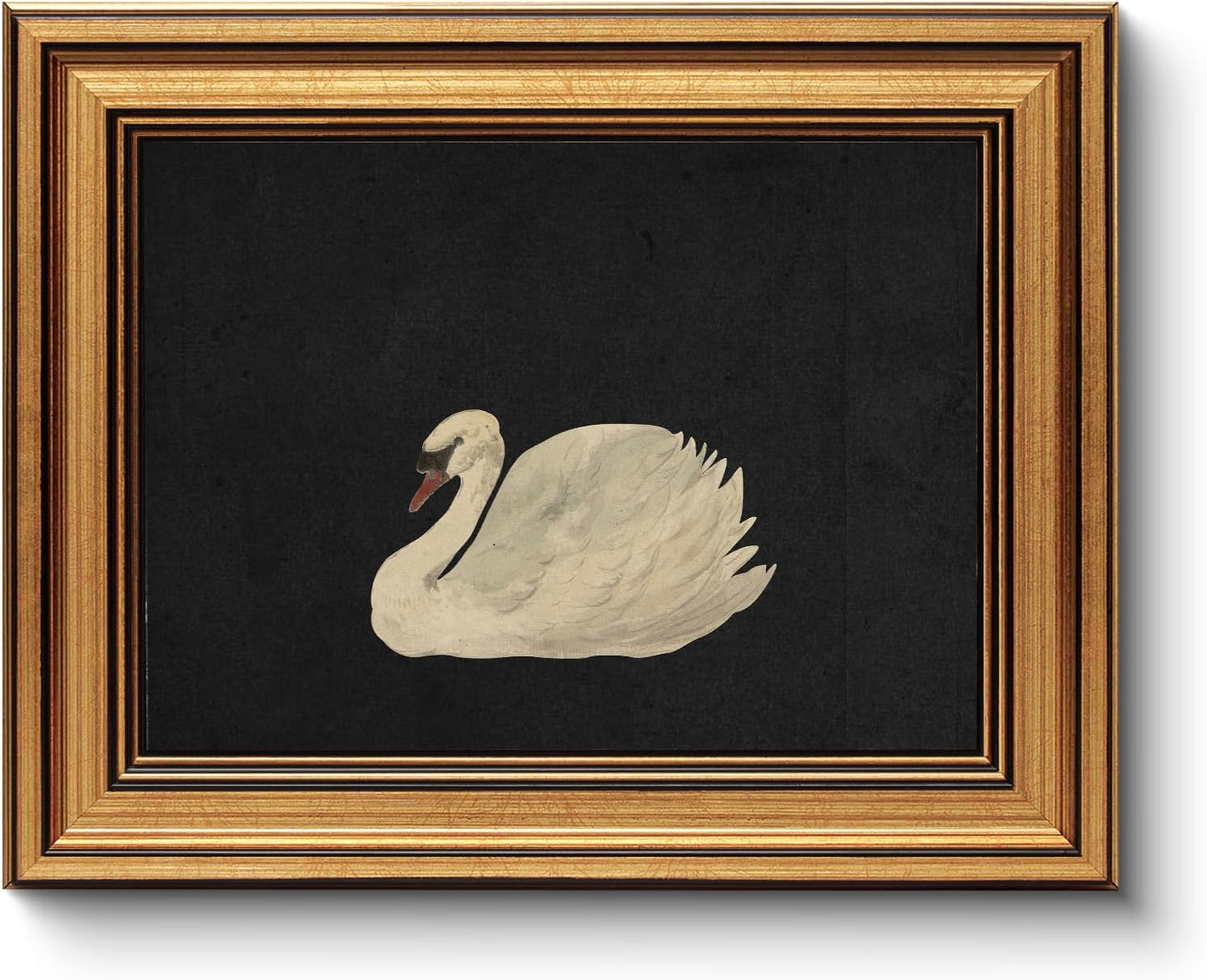 HUARCEY Gold Framed Vintage Wall Art for Living Room, Grace Swan Art Painting Pictures Rustic Animal Bathroom Prints Farmhouse Wall Decor Mother's Day Gifts for Mom Canvas Swan Shelf Decor for Bedroom