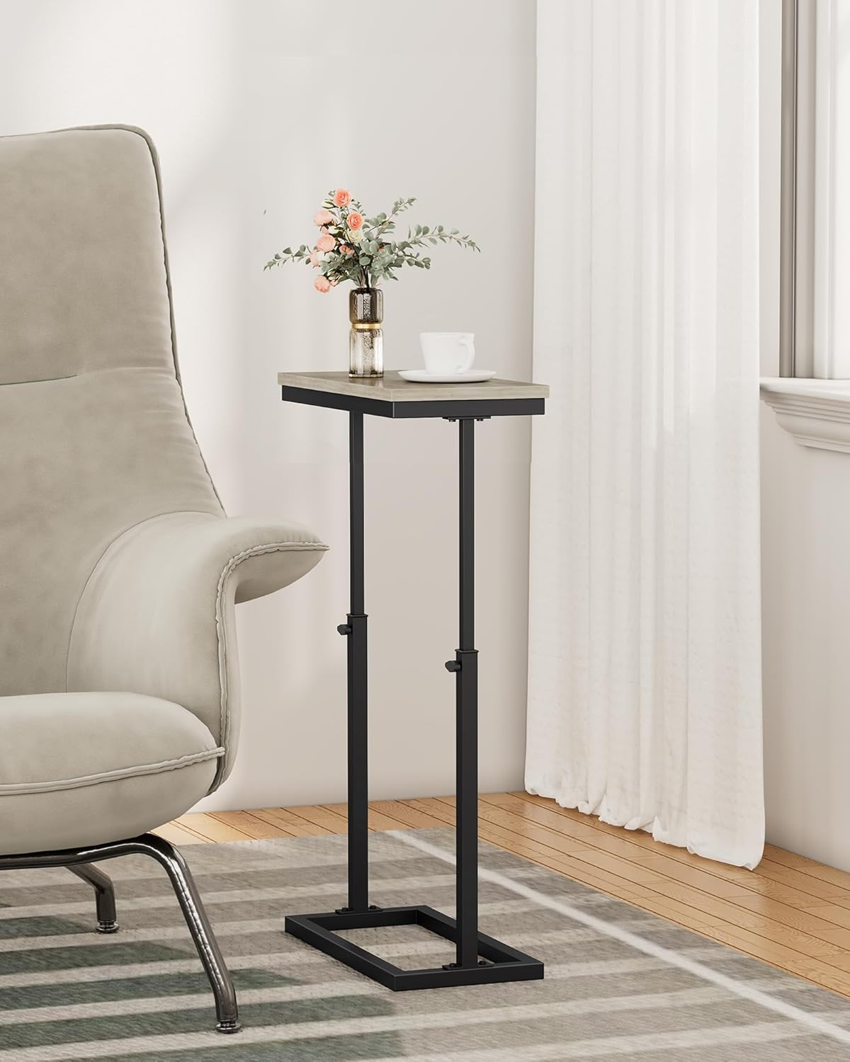 TUTOTAK End Table, Side Table, Tall Couch Table, Sofa Table, Living Room, Bedroom, Greige TB01BG083