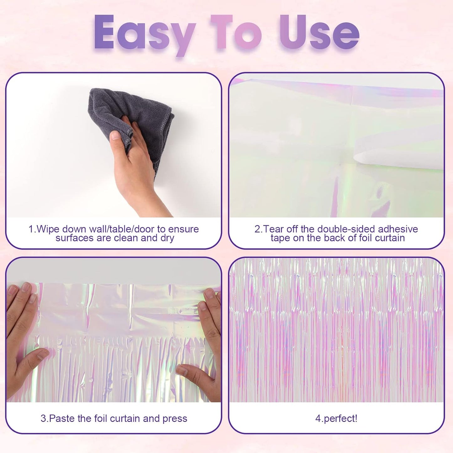 3 Pack 3.3x8.2 Feet Iridescent Transparent Foil Fringe Backdrop Curtains, Tinsel Streamers Birthday Party Decorations, Fringe Backdrop for Graduation Baby Shower Gender Reveal Disco Party