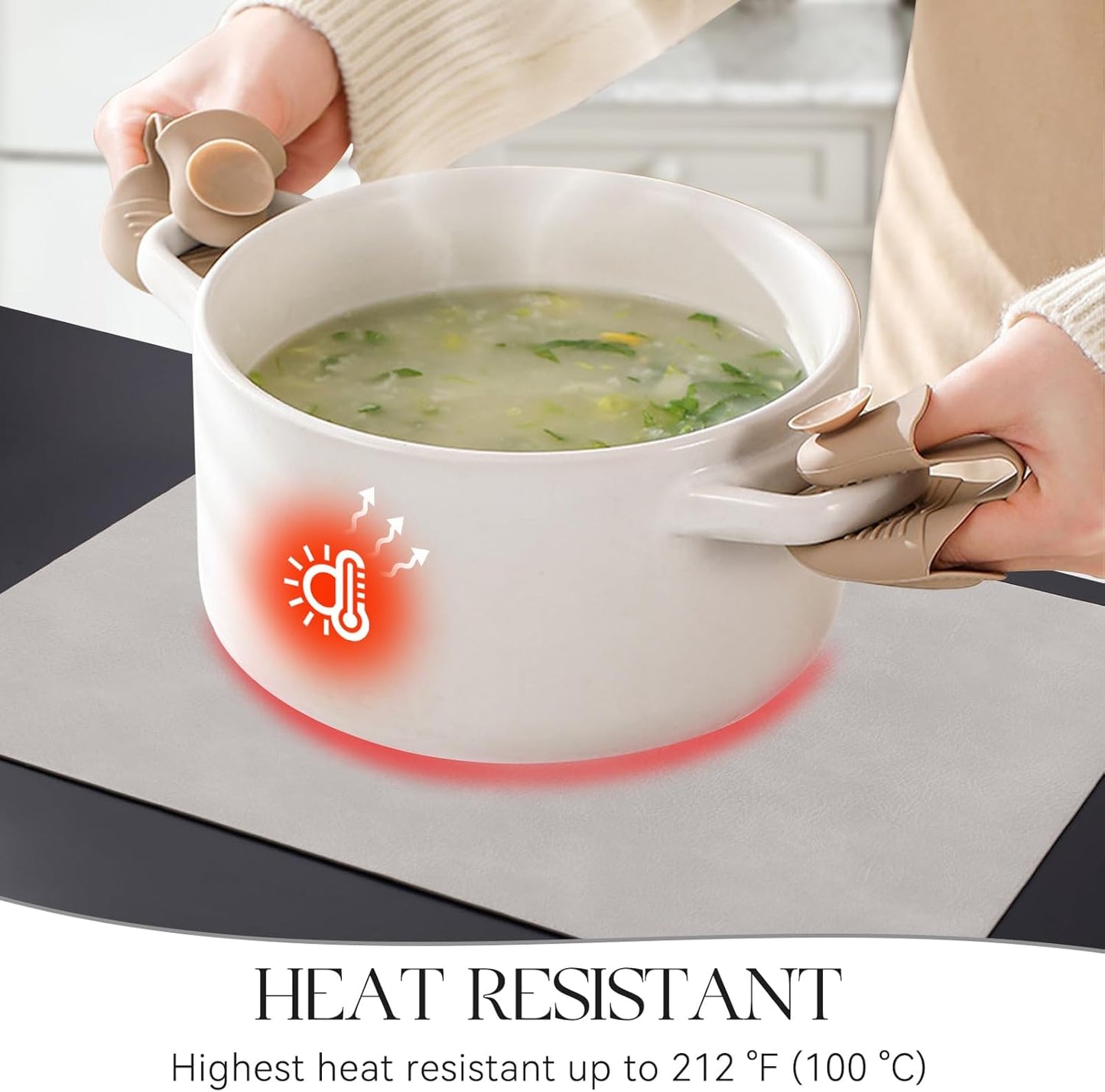 MOSAYT Vinyl Placemats Set of 4-12 X 17 Inch - Faux Leather 100% Waterproof Oil-Proof Wipeable PU Place Mats, Heat Resistant Reversible Table Mats for Kitchen, Dining, Outdoor (Light Grey)