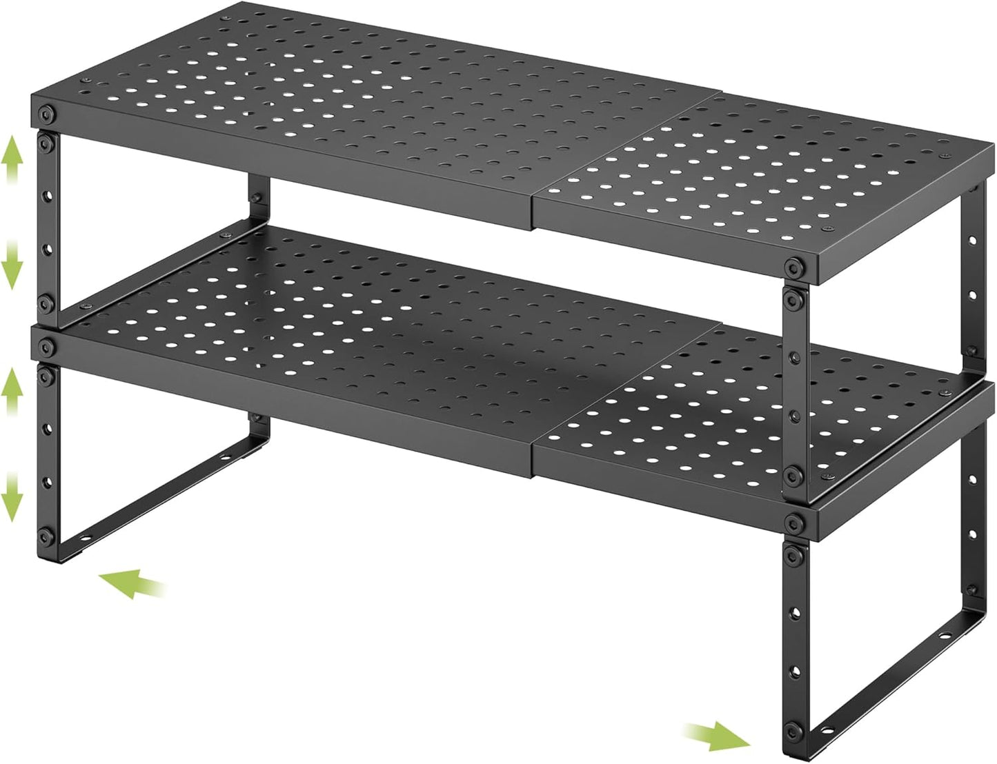 Expandable Cabinet Organizer Shelf With Adjustable Height, Stackable Kitchen Countertop Organizer Rack, Adjustable Shelf Riser For Kitchen Counter, Pantry, Cupboard, Desk, Tabletop