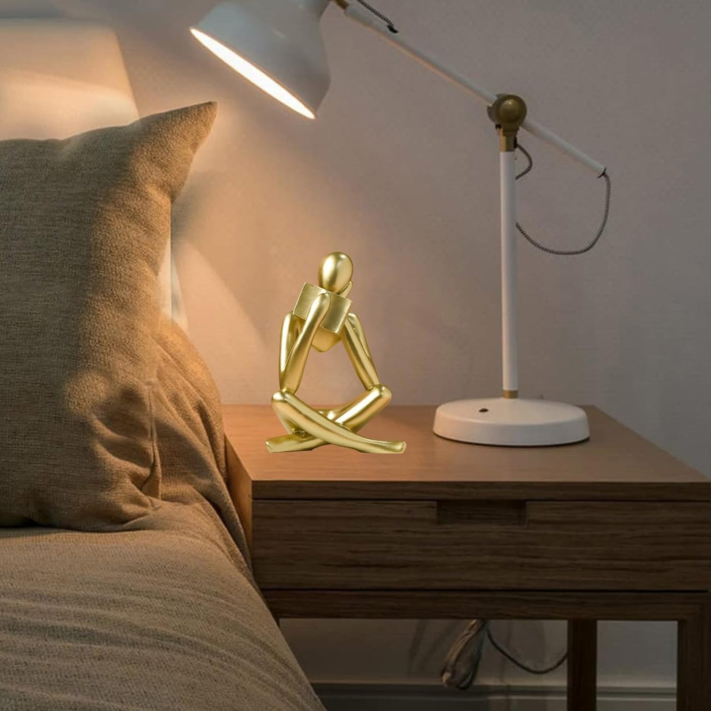 Bookshelf Decor Thinker Statue - Abstract Style Thinker Sculptures Modern Aesthetic Figurine Decoration Statues for Home Decor-Right Thinking-Gold