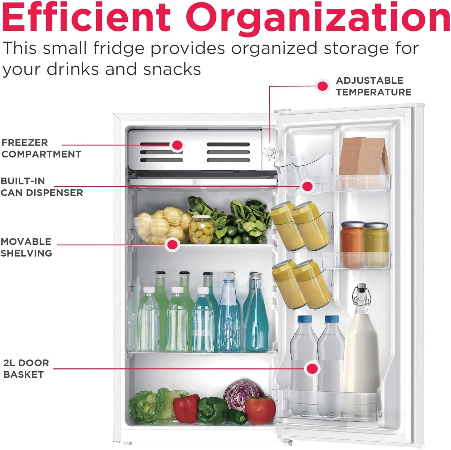 Frigidaire EFR331-WHITE 3.2 Cu ft Eraser Board Mini Compact Dorm Fridge (White)