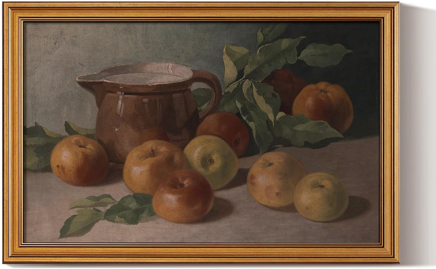 HUARCEY Gold Framed Vintage Wall Art for Living Room, Harvest Apples Still Life Oil Painting Artwork Shelf Decor Abstract Wall Pictures Large Prints Farmhouse Fruit Room Decor Bedroom Kitchen Bathroom