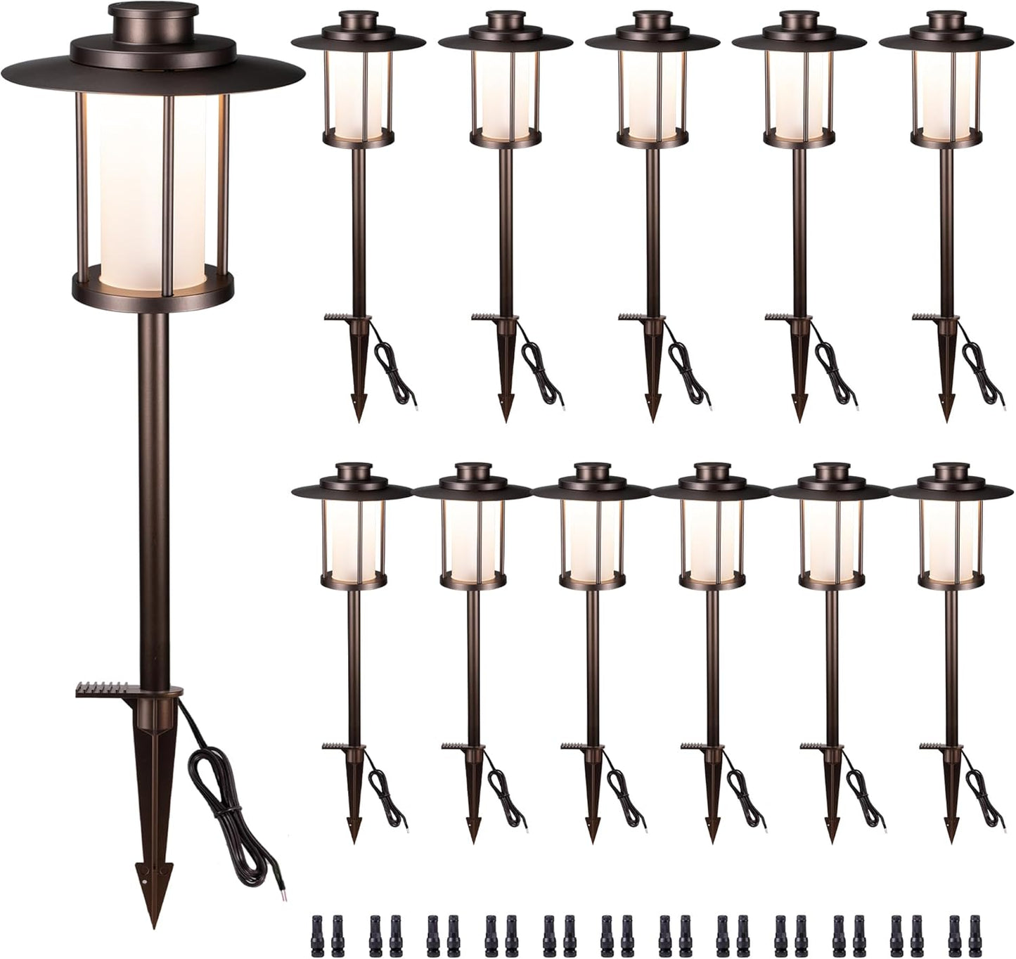 Outdoor Pathway Lights Wired 12V, 2700K/3000K/3500K/4000K/5000K Selectable Landscape Path Light Waterproof, LED Walkway Fixture Electric, ORB Aluminum for All Weather Garden Yard (12 Pack)