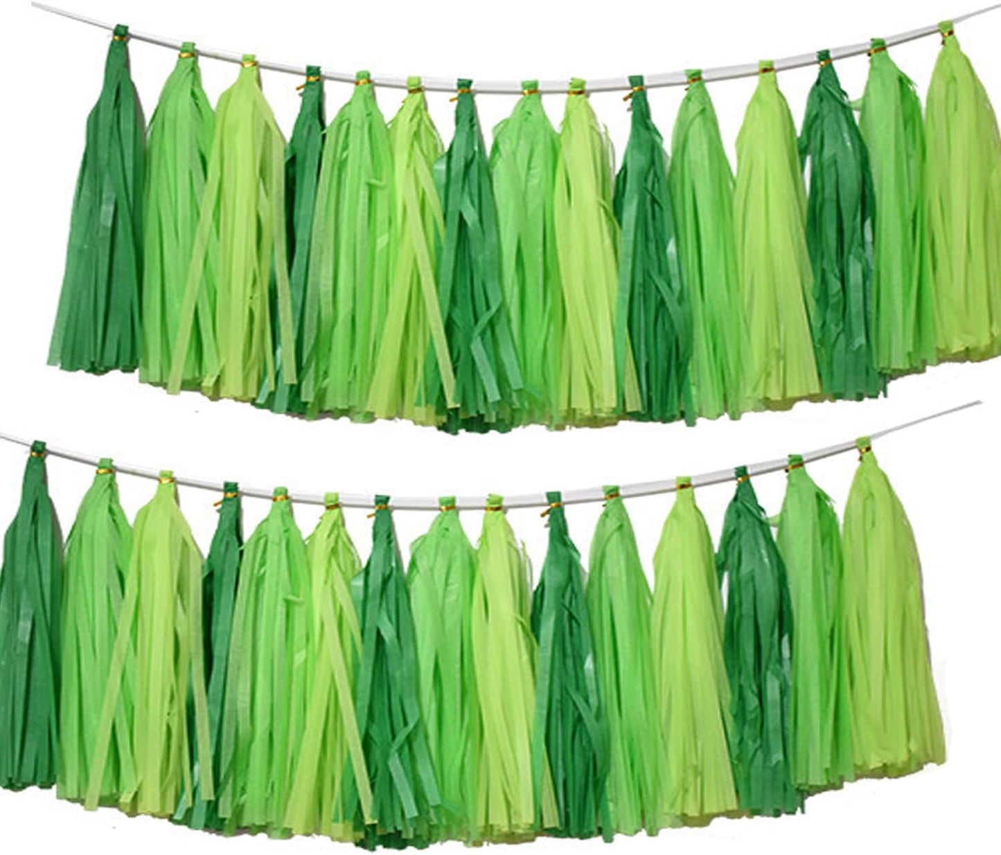 Green Party Decorations,Green Dark Green and Light Green Paper Tissue Tassel Garland Banner,15 Pcs