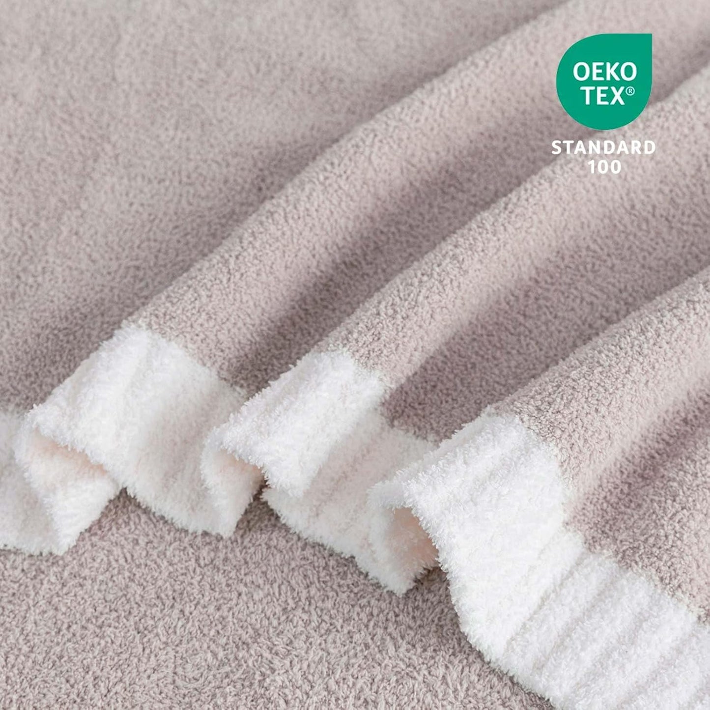 Soft Fuzzy Throw Blanket - Light Grey Cozy Warm Knit Fluffy Plush, Lightweight & Breathable, Throw for Bed, Chair, Sofa, Couch, Outdoor, 50"X60", Oeko-TEX Certified