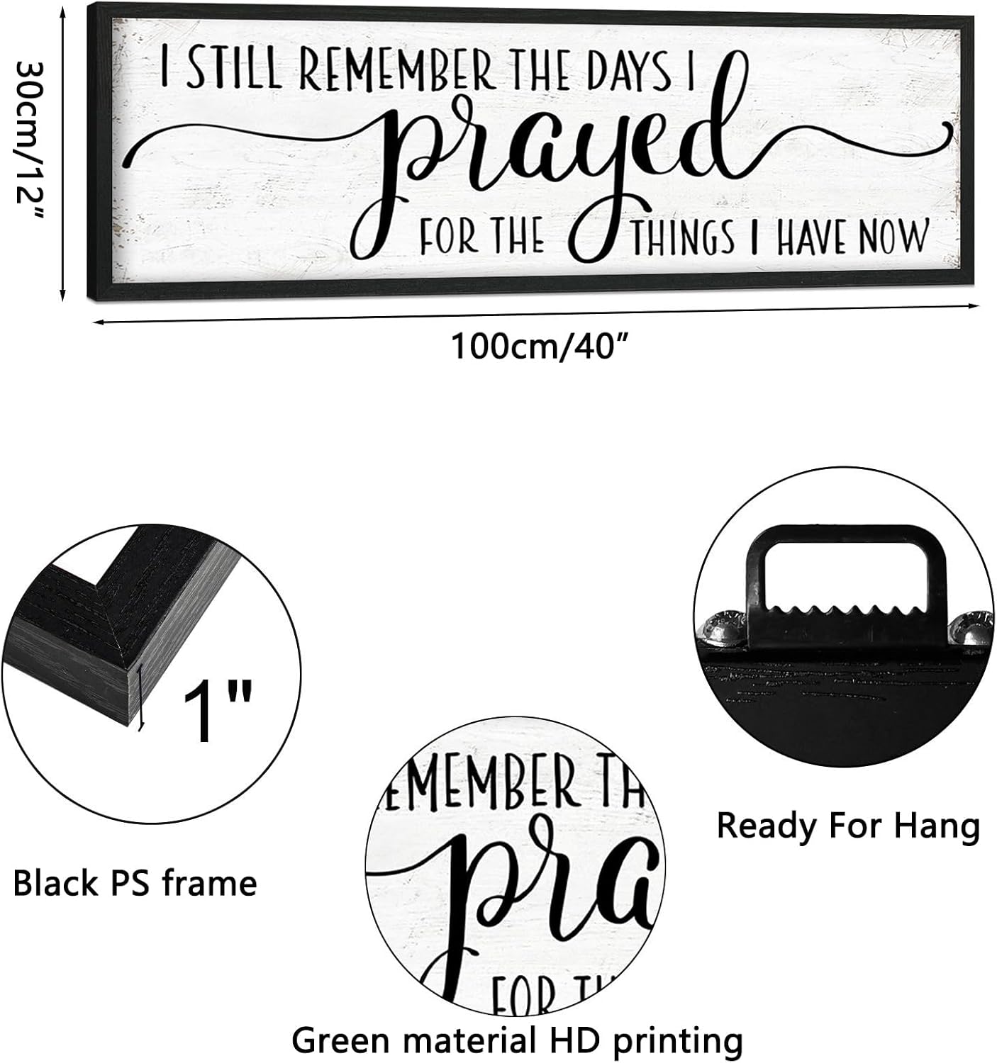 I Still Remember the Days I Prayed for the Things I Have Now Sign: Modern Bedroom Signs Wall Decor Above Bed Farmhouse Country Rustic Wall Art Framed Family Signs Hanging Wall Plaques 12 x 40 Inch