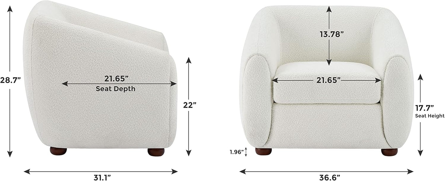 Modern Accent Chair for Living Room, Upholstered Armchair with Boucle Fabric, Single Sofa Chair with Solid Wood Legs, Boucle, Curry