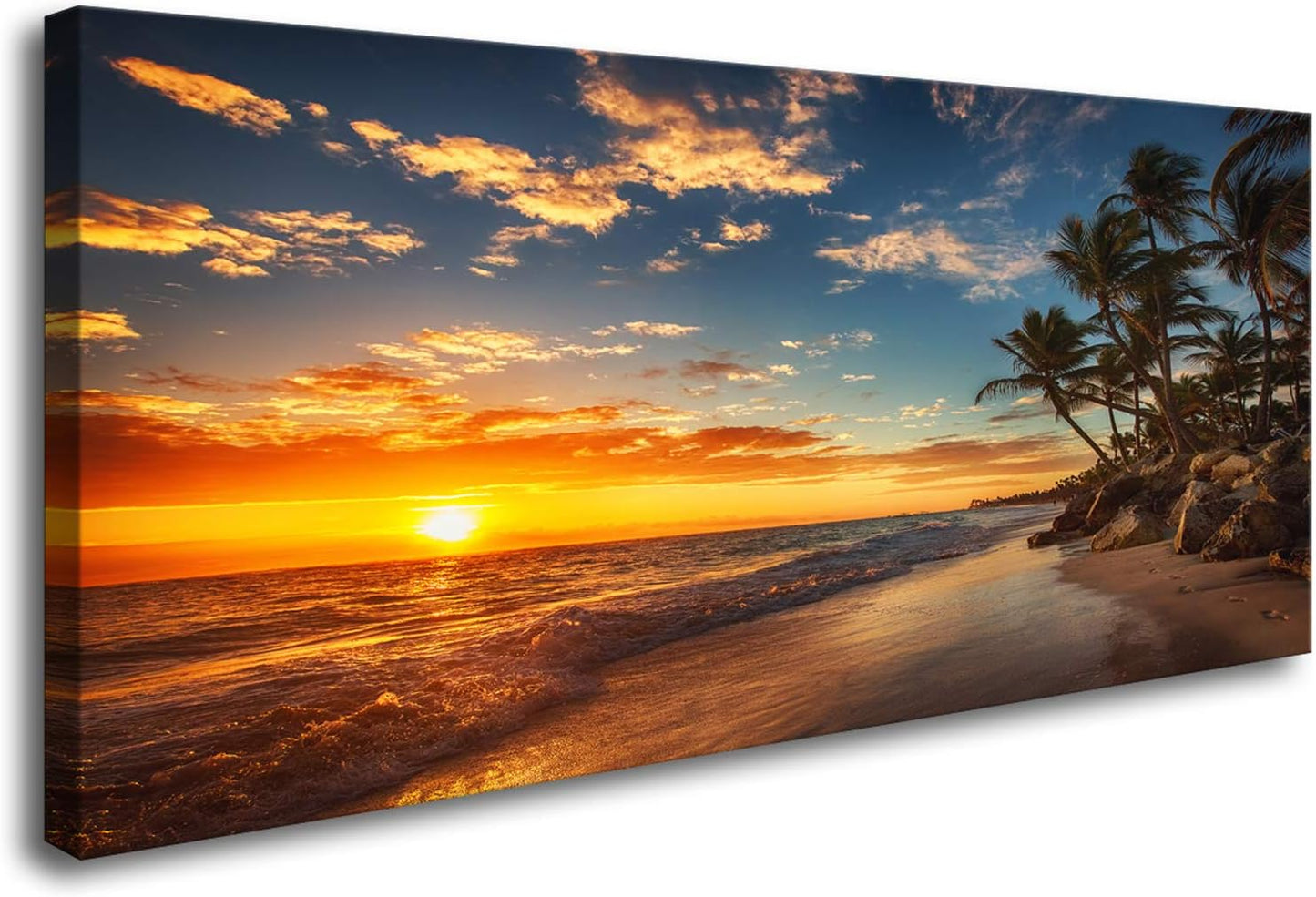 DZL Art S74750 Canvas Painting Print Paradise Tropical Island Beach with Palms Photograph Print Nature Pictures Wall Art Canvas Prints Painting for Living Room Bedroom Decor Office Wall Decor