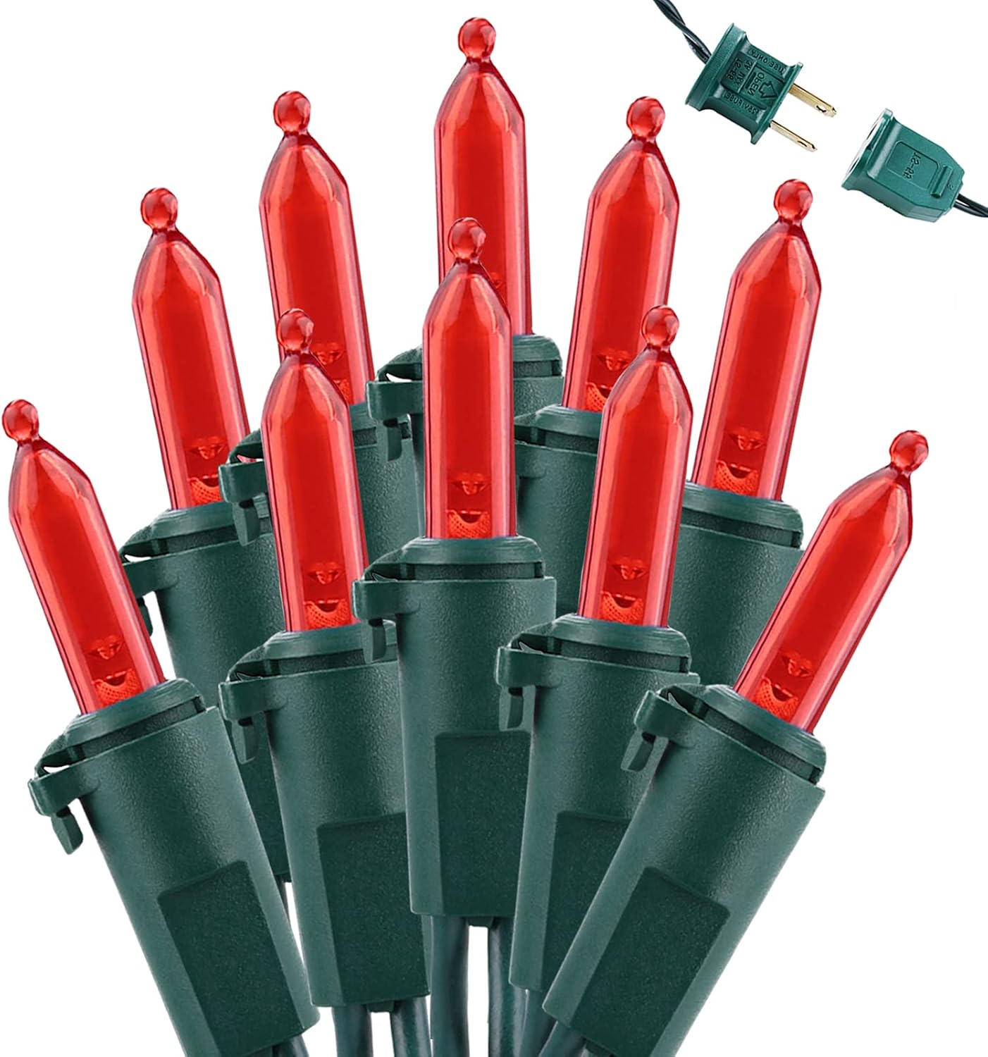 Brizled Red Christmas Lights, 33ft 100 LED Connectable Christmas String Light, 120V UL Certified LED Light String for Indoor & Outdoor, Xmas Tree, Garden, Party and Holiday Decoration