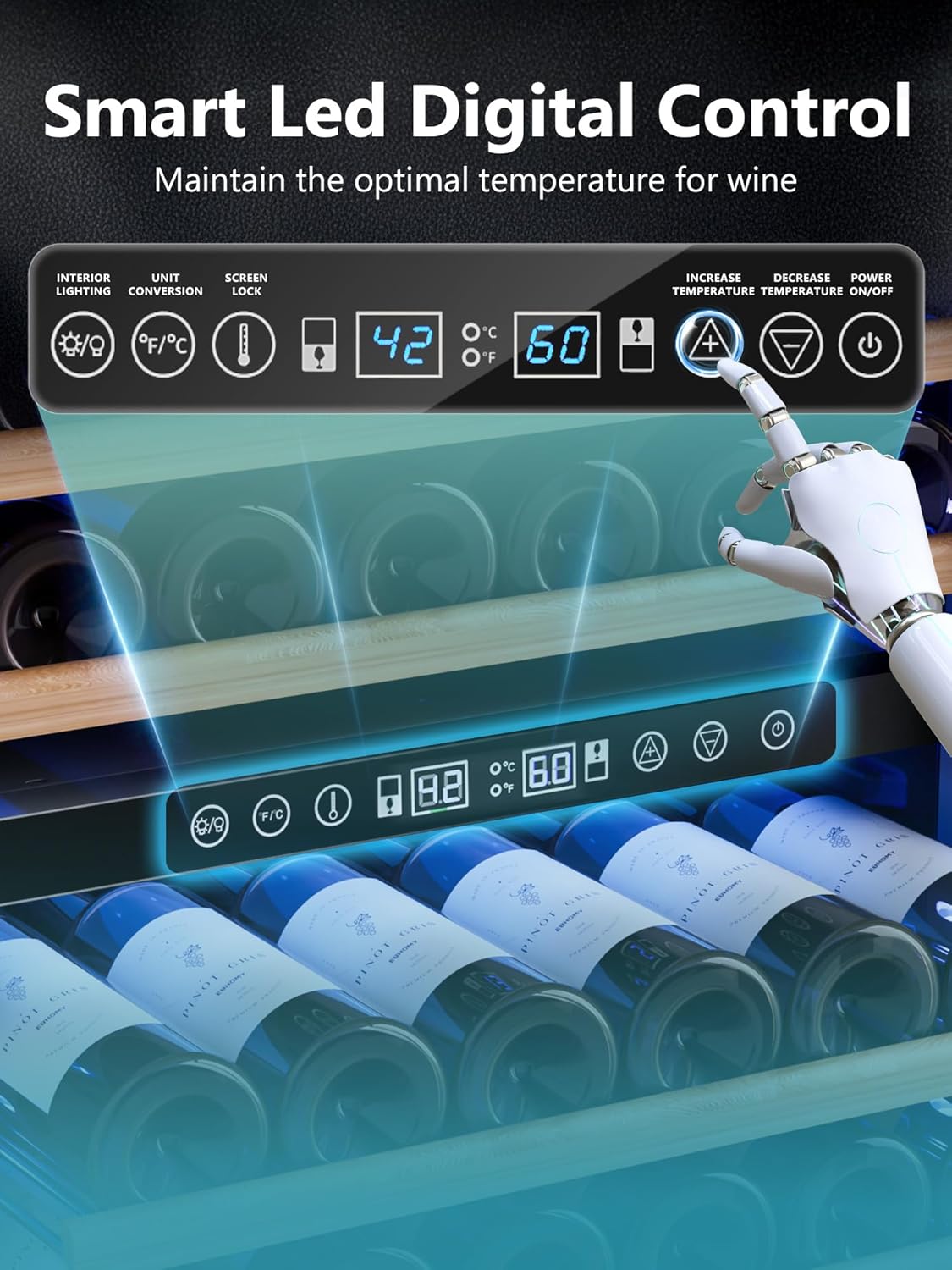 154 Bottle Wine Refrigerator, 24 Inch Wine Fridge Dual Zone with Adjustable Shelf, Wine Cooler with Double Pane Glass Door, Advanced Temp Control, Low Noise, Wide Large Wine Cooler Refrigerator