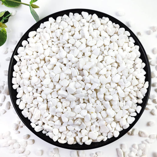 2LB Succulent and Cactus Gravel Pebbles, 1/5 Inch White Natural Decorative Polished Stones, River Rocks for Plants, Vases, Aquariums, Terrarium and Outdoor Gardening,White