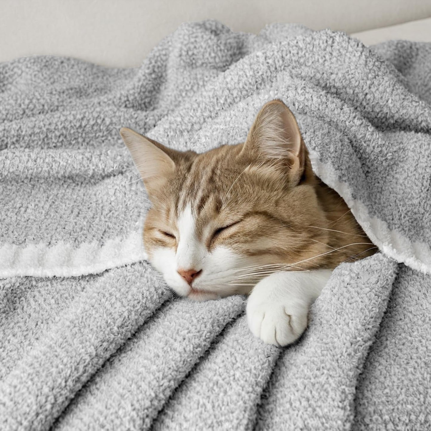 MIULEE Light Grey Super Soft Throw Blanket for Couch, Cozy Fluffy Warm Throws Knit Blankets for Sofa, Bed, Chair, Living Room, Camping, Picnic, 50 x 60 inch