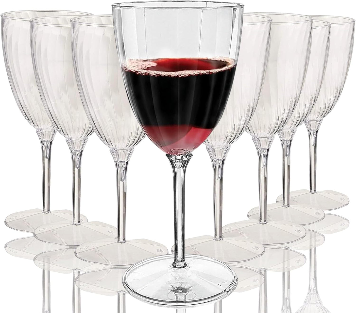 Oojami Elegant Plastic Champagne Flutes - 32 PCS, 7.8oz Disposable & Reusable Wine Glasses - Perfect for Home, Parties, Weddings, Birthdays & Celebrations (32, Clear)