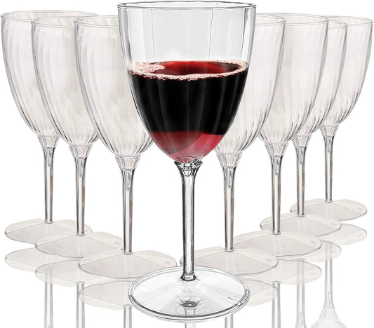 Oojami Elegant Plastic Champagne Flutes - 32 PCS, 7.8oz Disposable & Reusable Wine Glasses - Perfect for Home, Parties, Weddings, Birthdays & Celebrations (32, Clear)