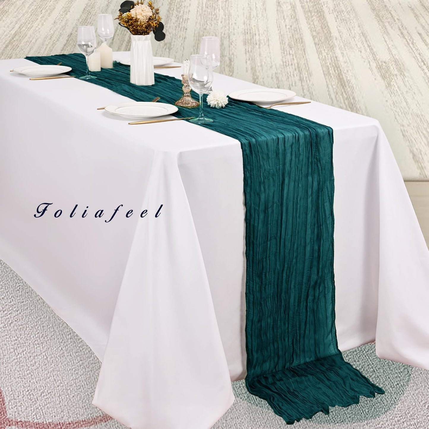 12 Pack Teal 10FT Cheesecloth Table Runner Rustic Gauze Cheese Cloth Table Runner for Wedding Bridal Baby Shower Table Decorations Boho Fabric Sheer Birthday Party Table Decor 20 x 120 Inch Long