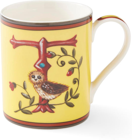 Spode Kit Kemp Alphabet Mug - Letter T Monogram in Fine China, 12oz Ceramic Coffee Cup for Hot Drinks, Personalized Drinkware for Unique Gifts, Dishwasher Safe Tea or Coffee Mug - Gift Box Included