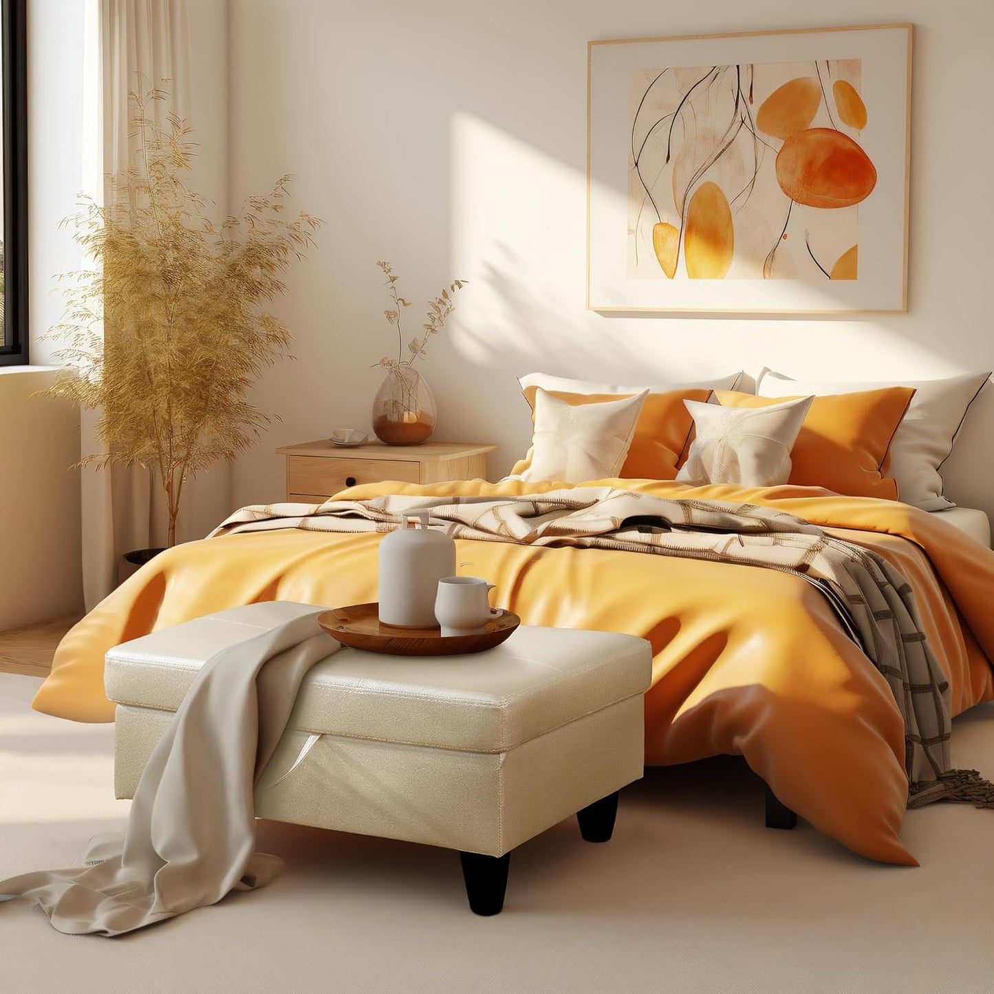 Ottoman Rectangular Storage Ottoman Bench, Faux Leather Footrest, Coffee Table, Stool Footstool with Hinged Lid for Living Room, Bedroom, Entryway, White, 28.5"x19"x17.5"