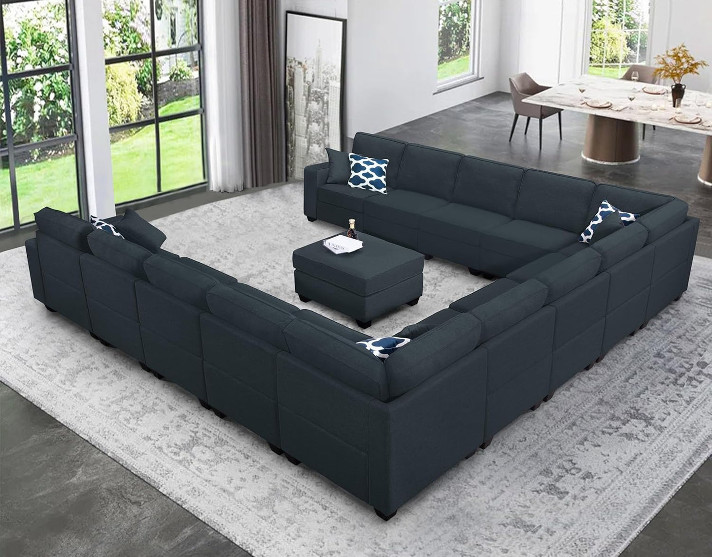 L Lengend Vansen Modular Sectional Sofa U Shaped Couch with Ottoman Modern Reversible Corner Sectional Couch for Living Room (Charcoal, U Shaped Sofa-6)