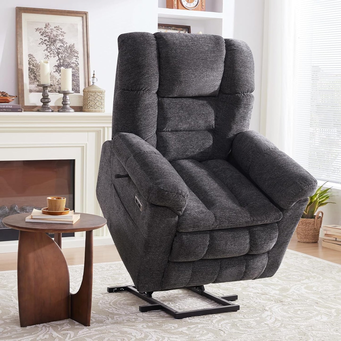 Triple Motor Power Lift Recliner Chair with Massage and Dual Heat for Elderly People, Zero Gravity Lay Flat Recliner Infinite Position, USB Ports（Grey）