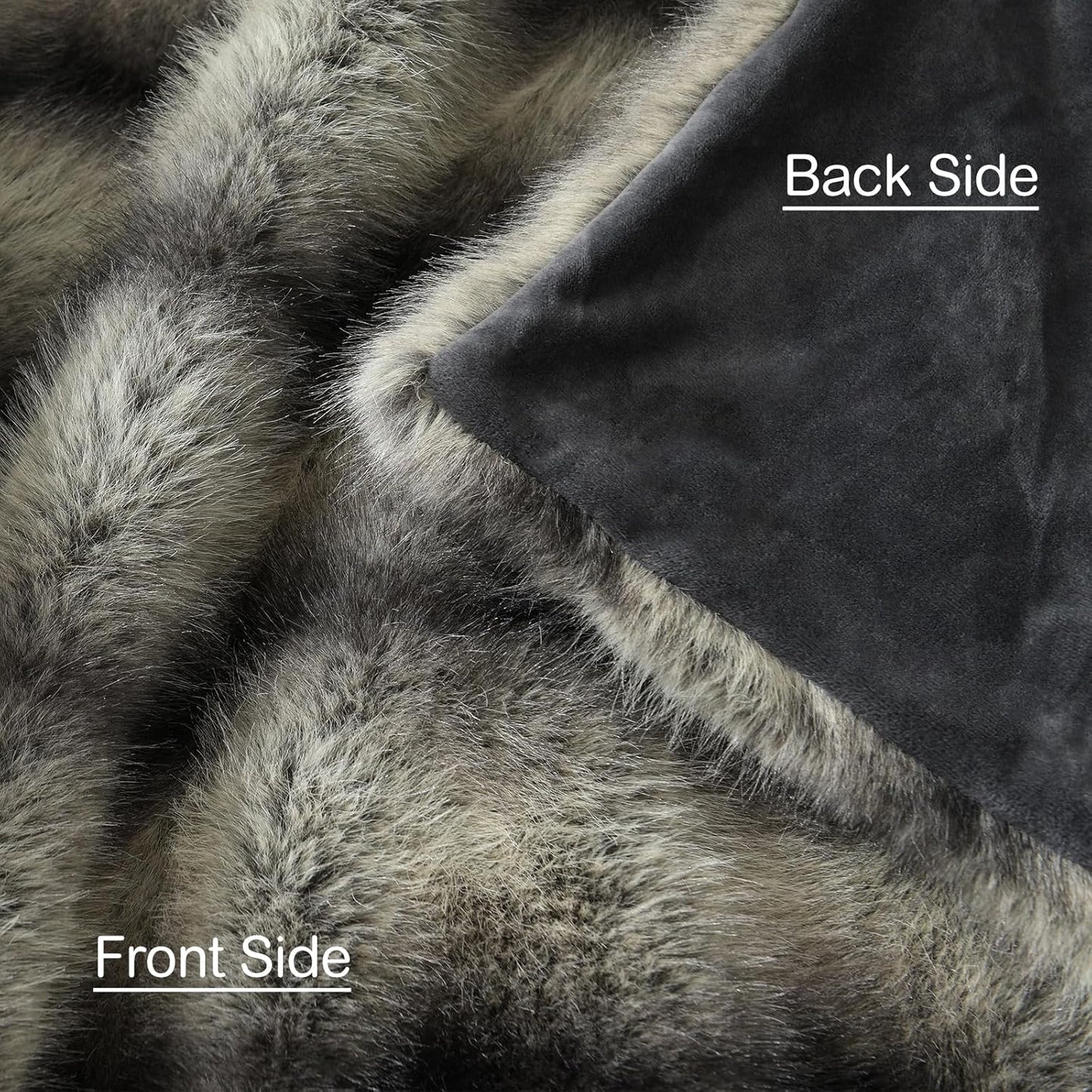 HORIMOTE HOME Luxury Faux Fur Throw Blanket, Non-Shedding 50"x60" Fur Blanket Throw, Ultra Soft Blankets for Bed, Couch and Sofa, Premium Soft, Thick Fluffy Throws, Gray Black Stripes